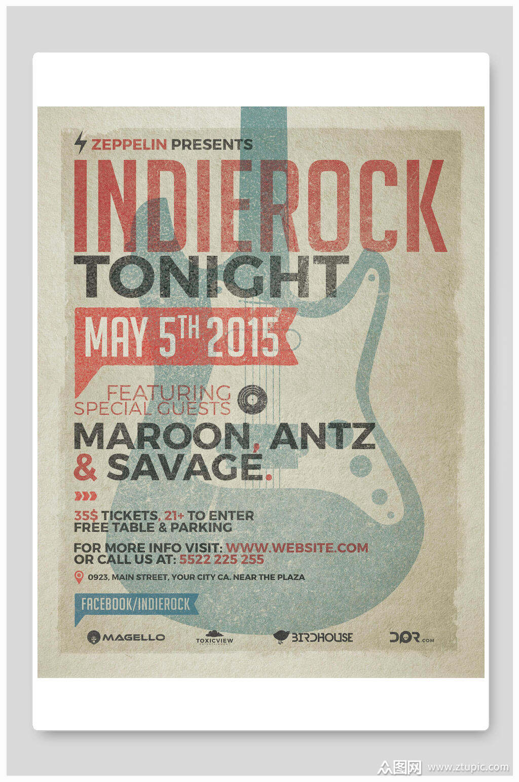 吉他民国复古风海报素材