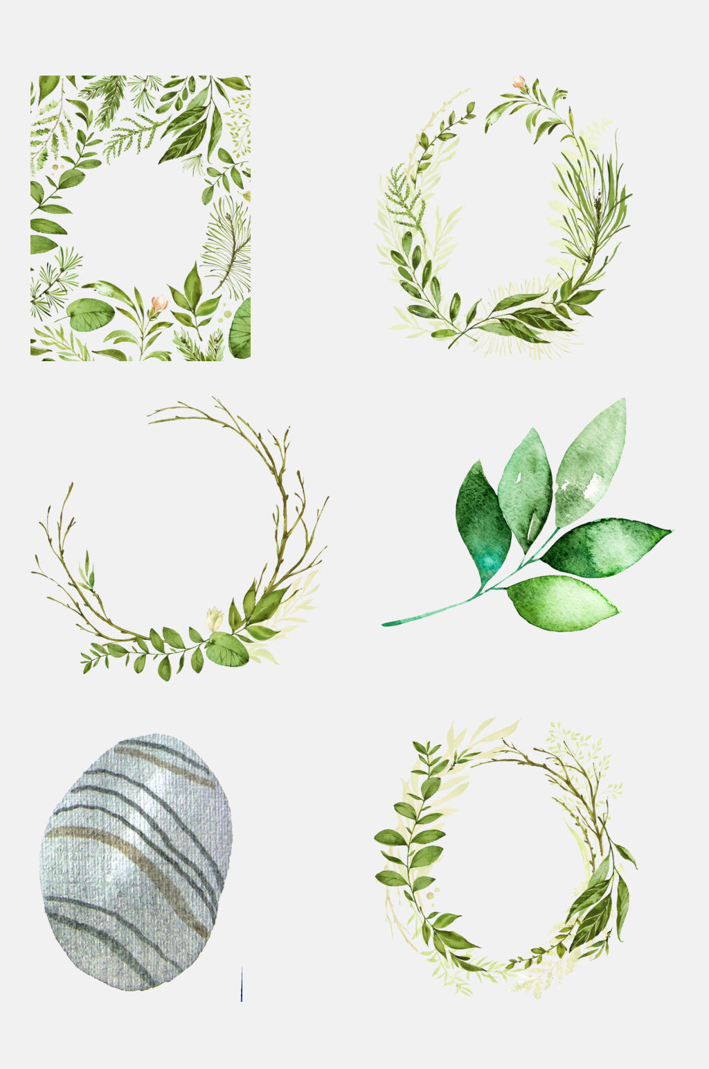 绿色清新手绘多肉植物盆栽免抠素材素材