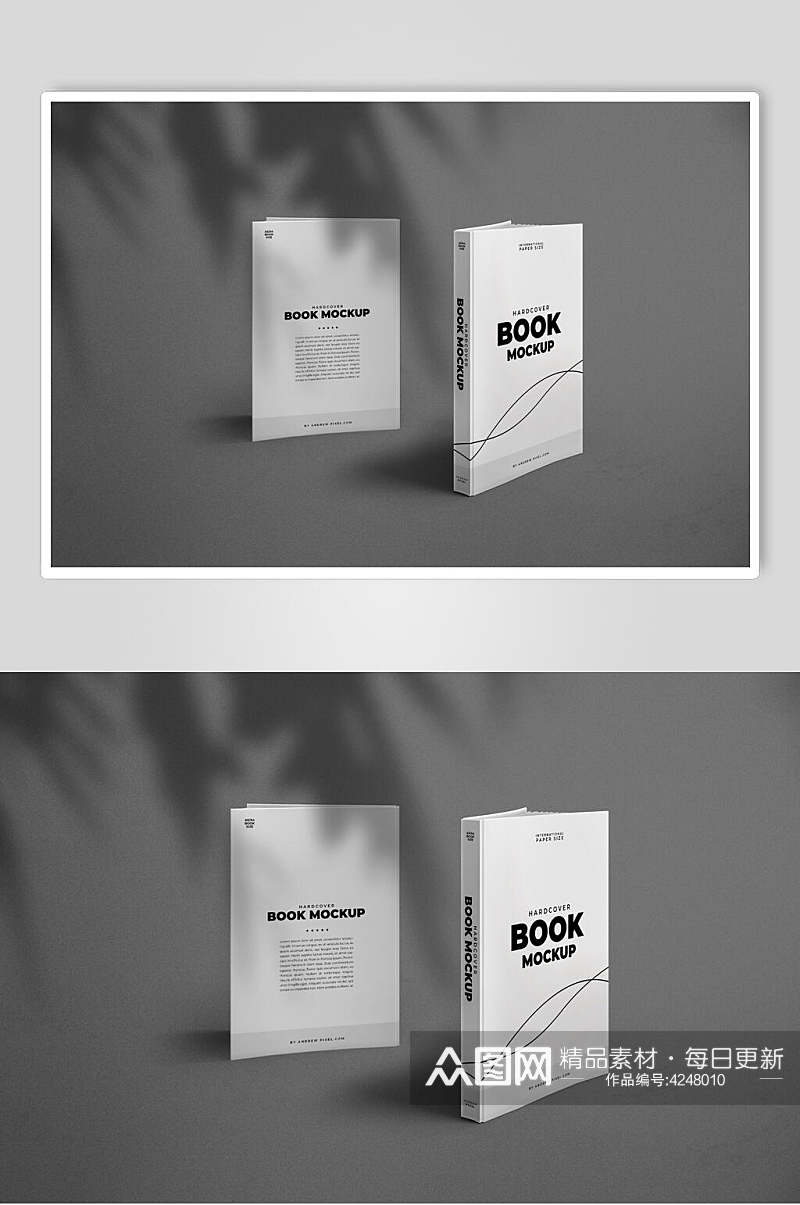 立体留白黑白简约书籍封面展示样机素材