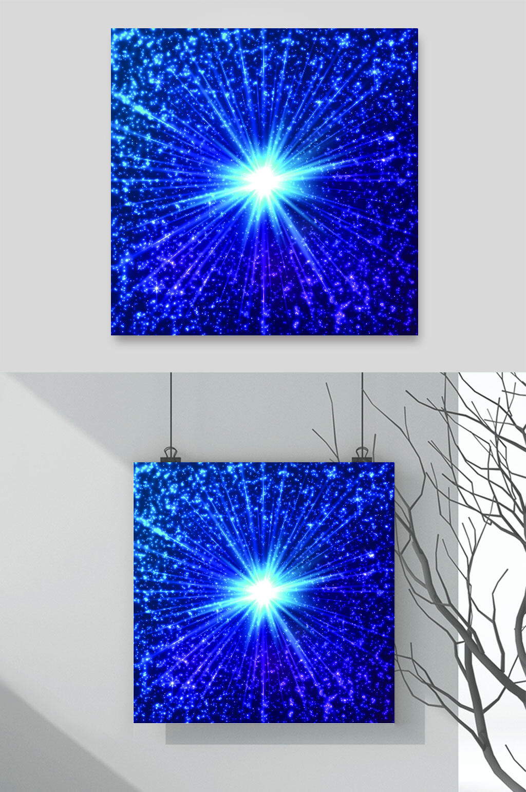 蓝色魔术闪光灯背景矢量素材素材