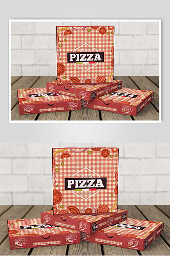 木地板英文披萨包装盒设计样机