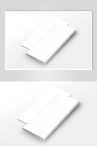 长方形阴影灰白色折页纸张样机