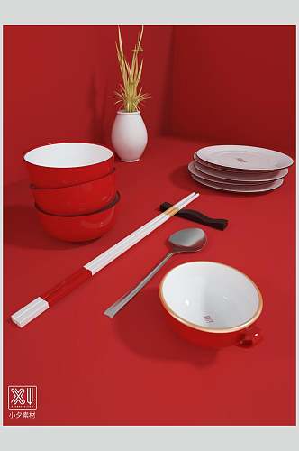 筷子红色大气中式文创产品VI样机
