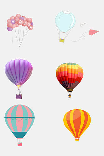 时尚彩色卡通气球热气球免抠素材