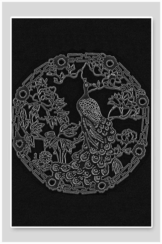 时尚线条高端创意黑色国潮海报背景