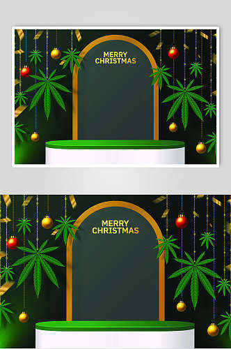 黑绿叶子创意高端圣诞节矢量素材