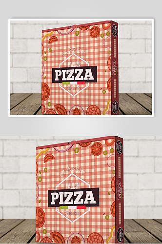 木地板番茄披萨包装盒设计样机