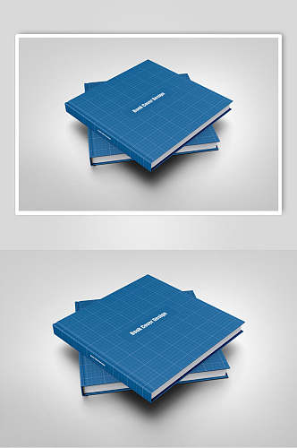 英文字母薄装纸张蓝色画册样机