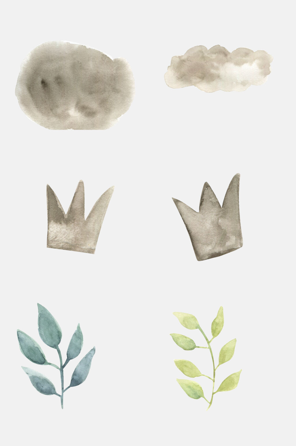 王冠叶子清新水彩动物植物免抠素材素材