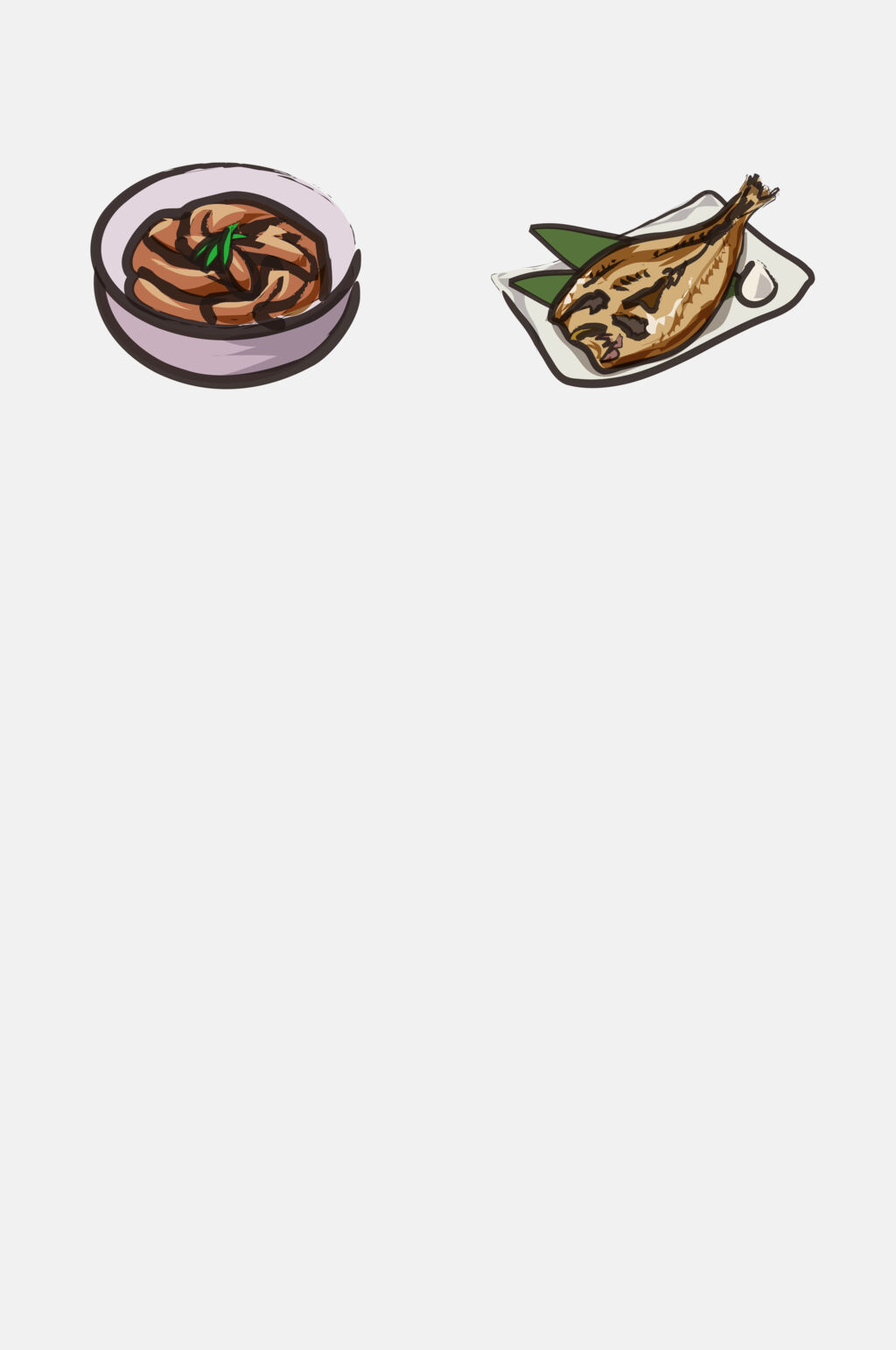 汤面烤鱼手绘卡通日式居酒屋美食免抠素材素材