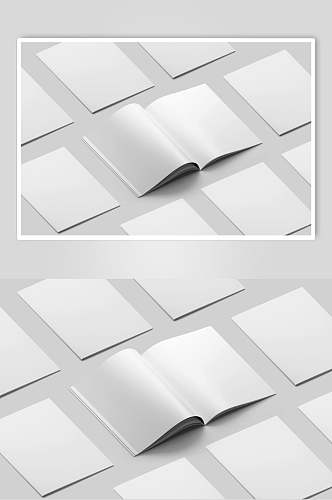 灰色方形大气创意简约书籍内页样机