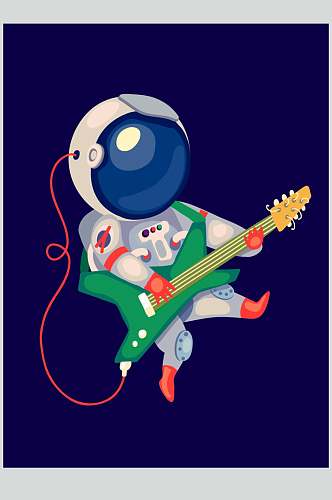 卡通宇航员弹吉他形象矢量素材