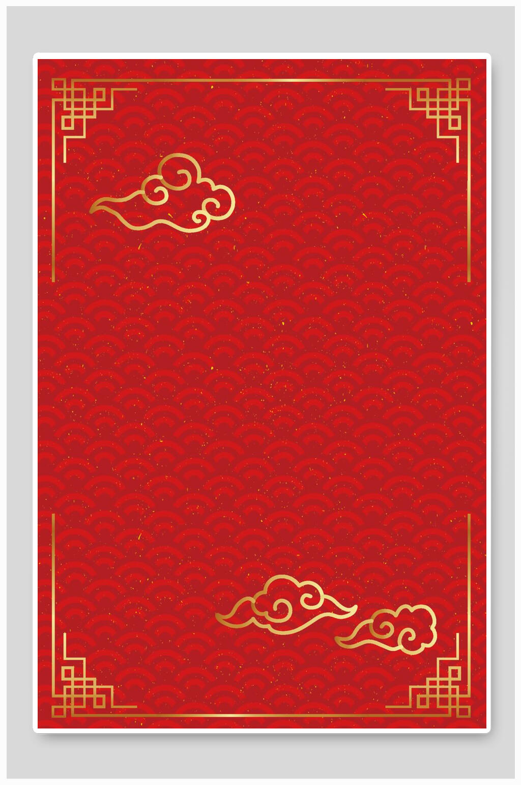 祥云黄红手绘创意矢量素雅古风背景素材