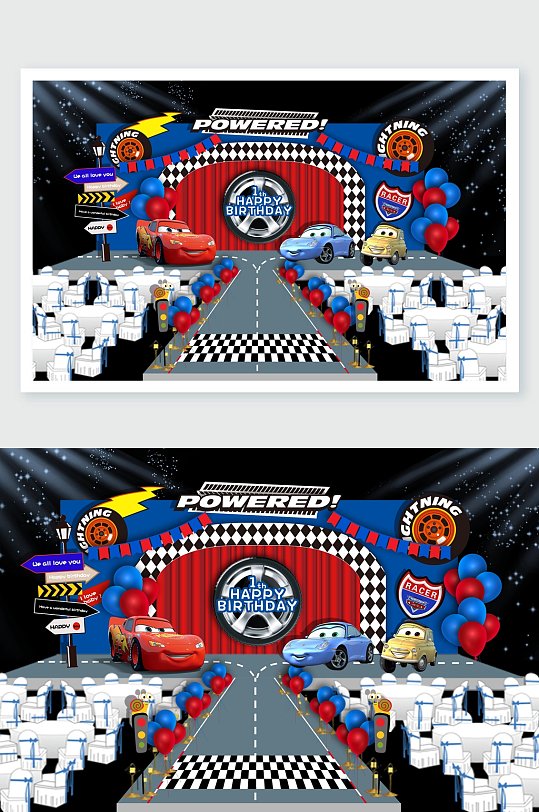 卡通儿童生日舞台舞美-众图网