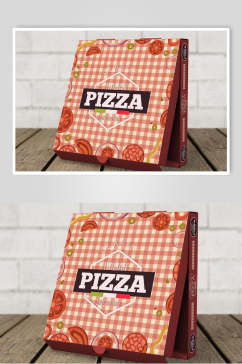 简约英文木地板披萨包装盒设计样机