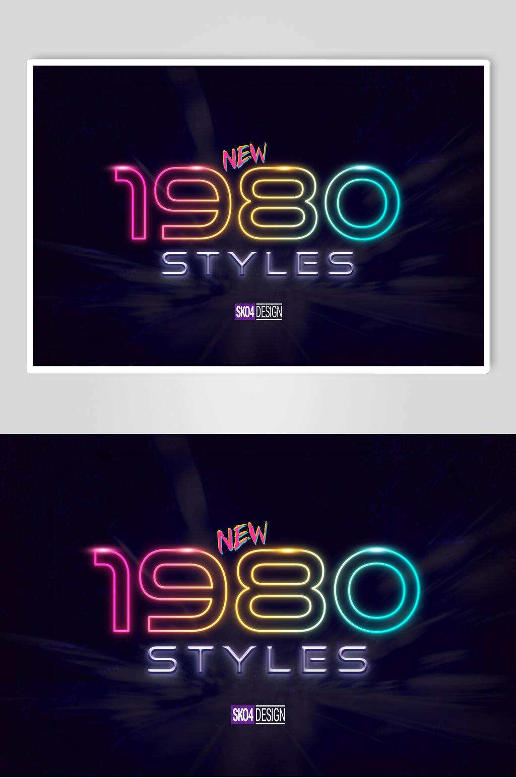 彩色1980赛博朋克字体特效艺术字素材