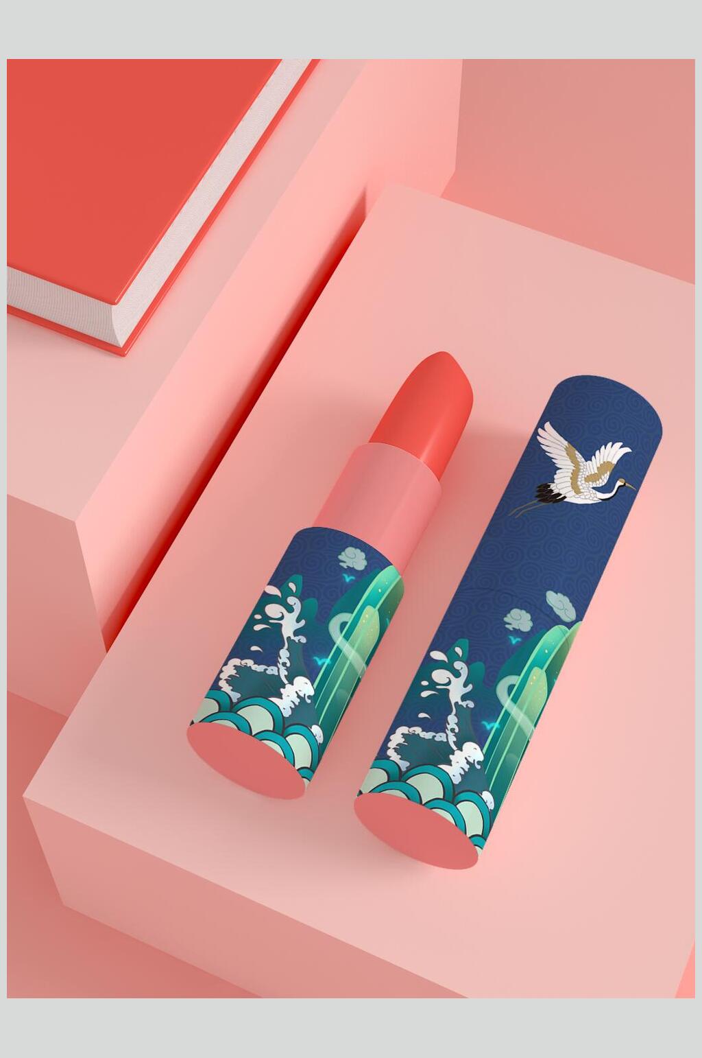 口红仙鹤大气中式文创产品VI样机素材