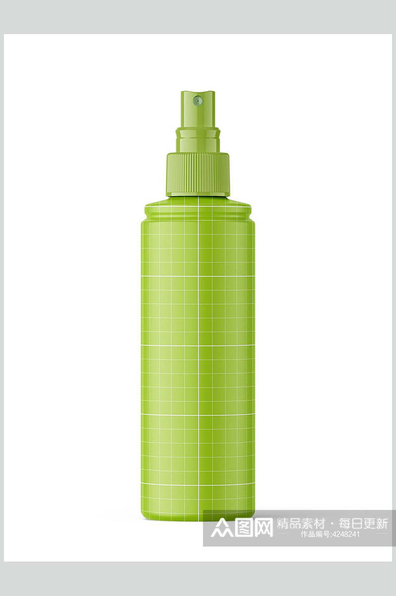 线条方格喷口简约绿喷雾瓶样机素材