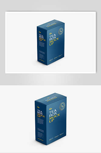 英文圆圈蓝色茶盒包装模型样机