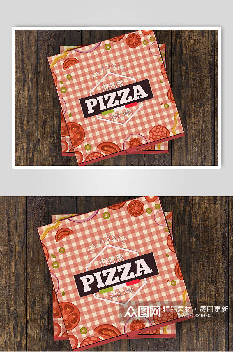 英文字母方格披萨包装盒设计样机素材