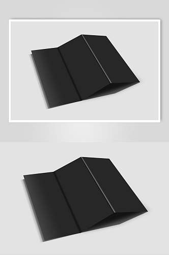 折痕阴影长方形黑折页纸张样机