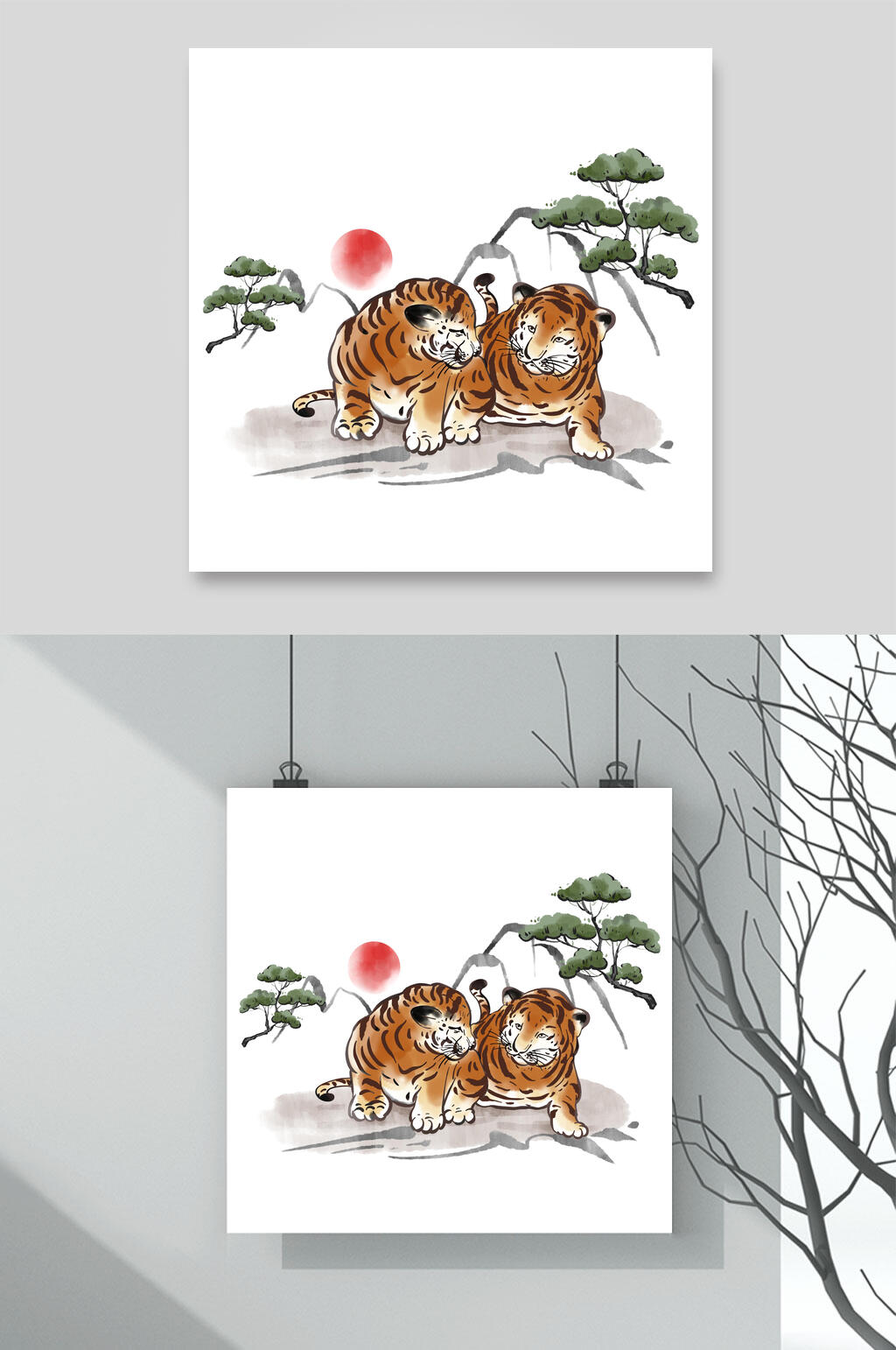 红太阳虎年老虎素材素材