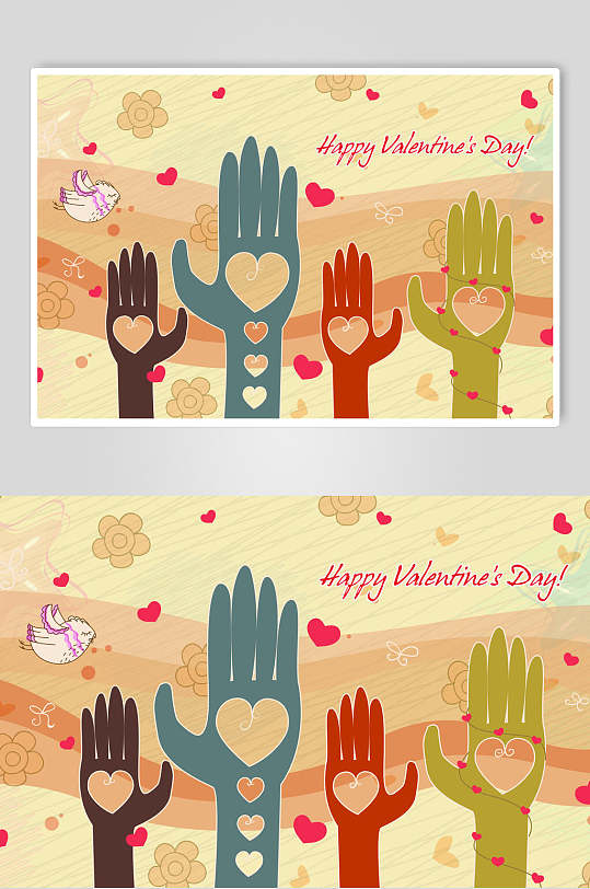 手爱心心形图案矢量素材