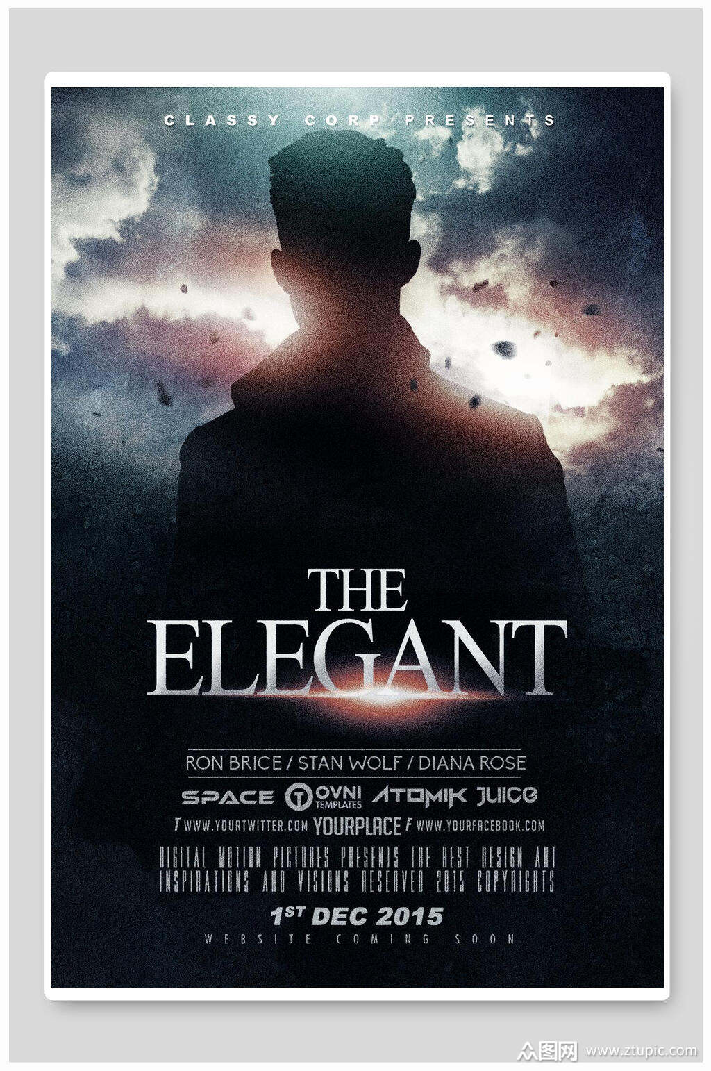 男士背影欧美人物海报素材