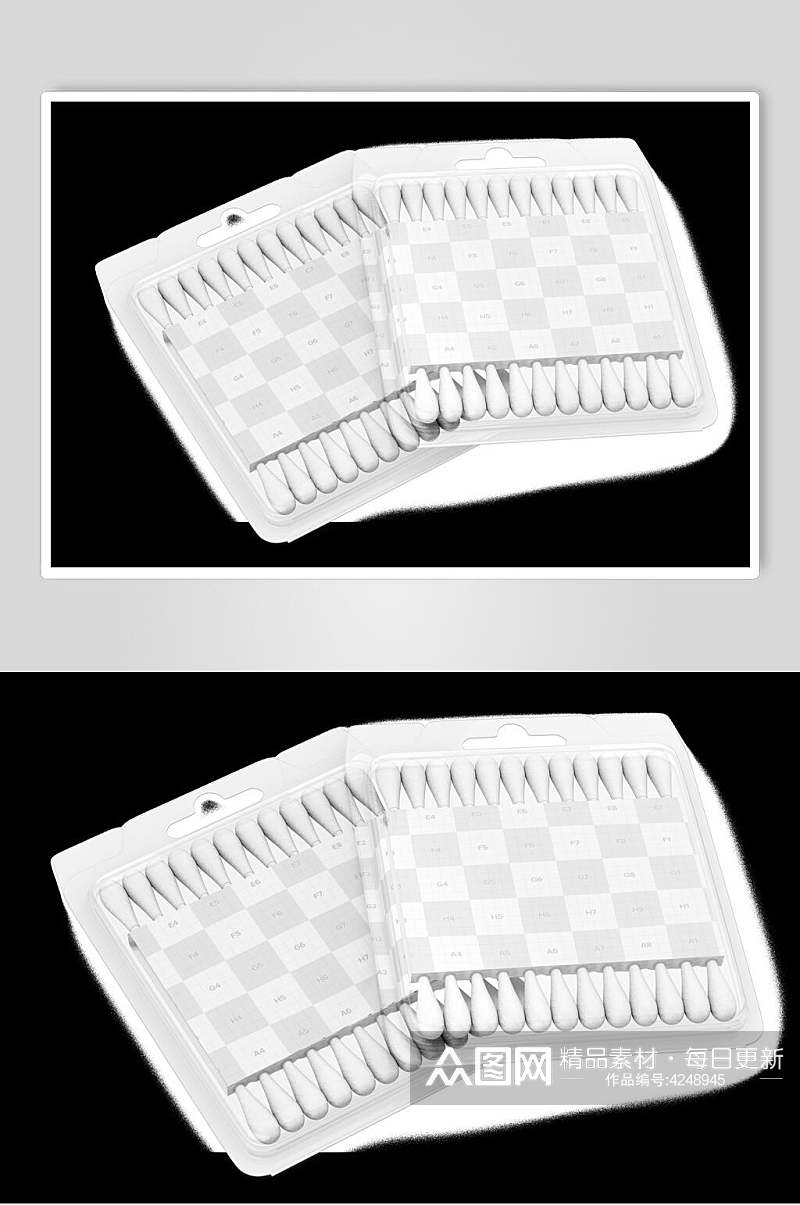 方格线条留白黑色棉签包装样机素材