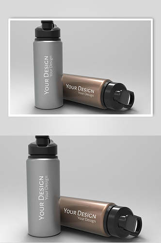 瓶子灰色平放大气创意保温瓶样机