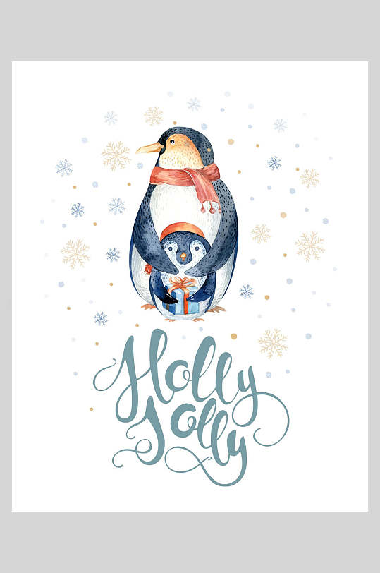 企鹅唯美圣诞节企鹅海报