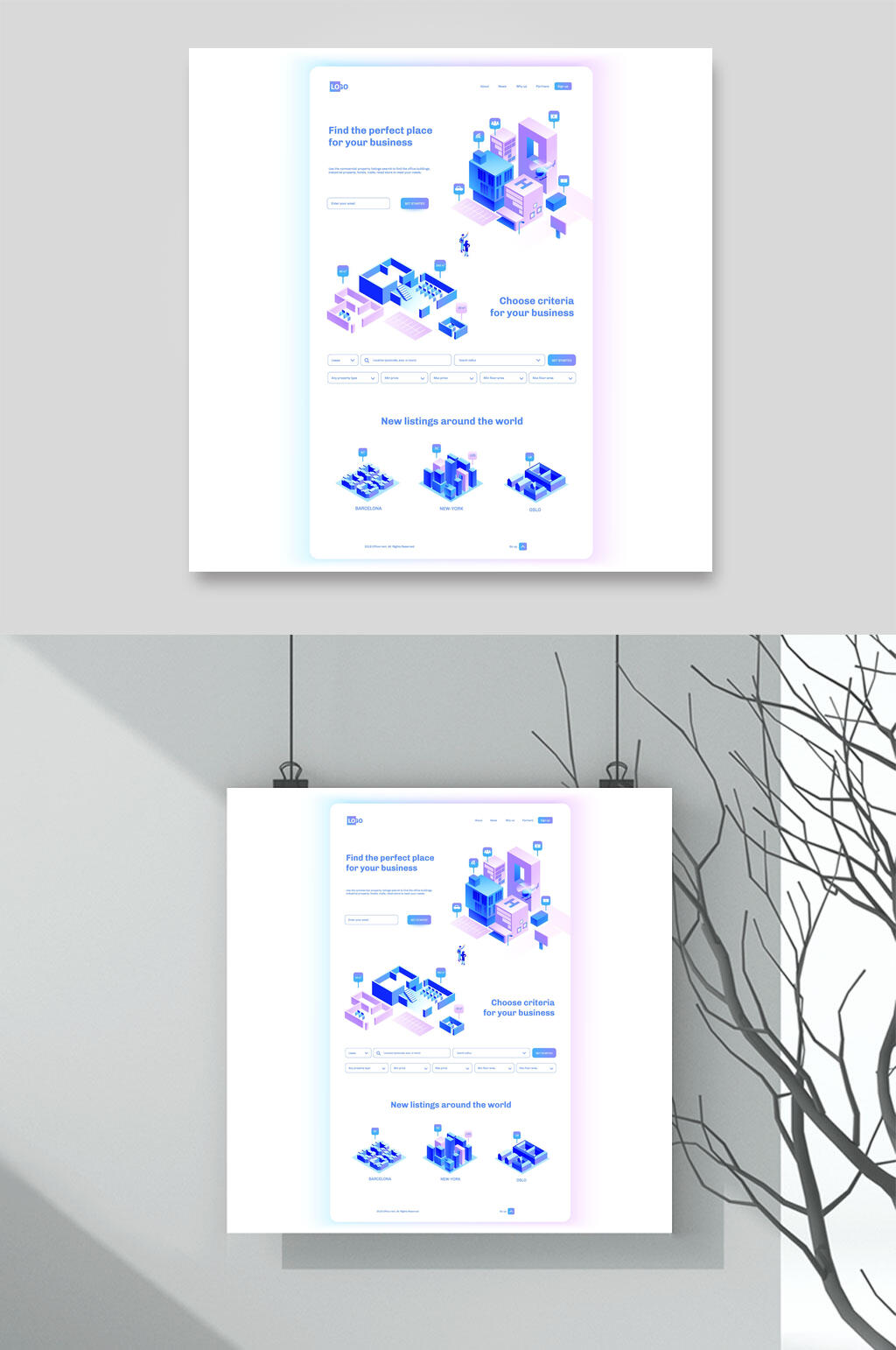 简约高端英文区块链办公矢量插画素材