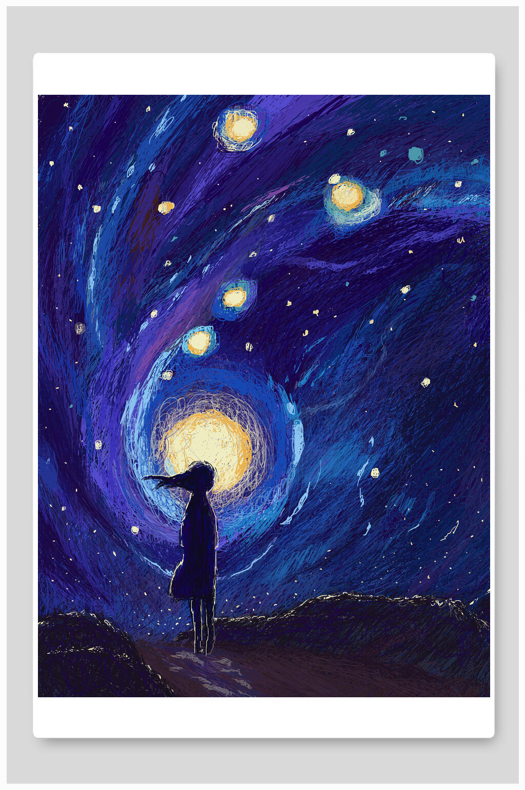 创意高端时尚唯美治愈系插画素材