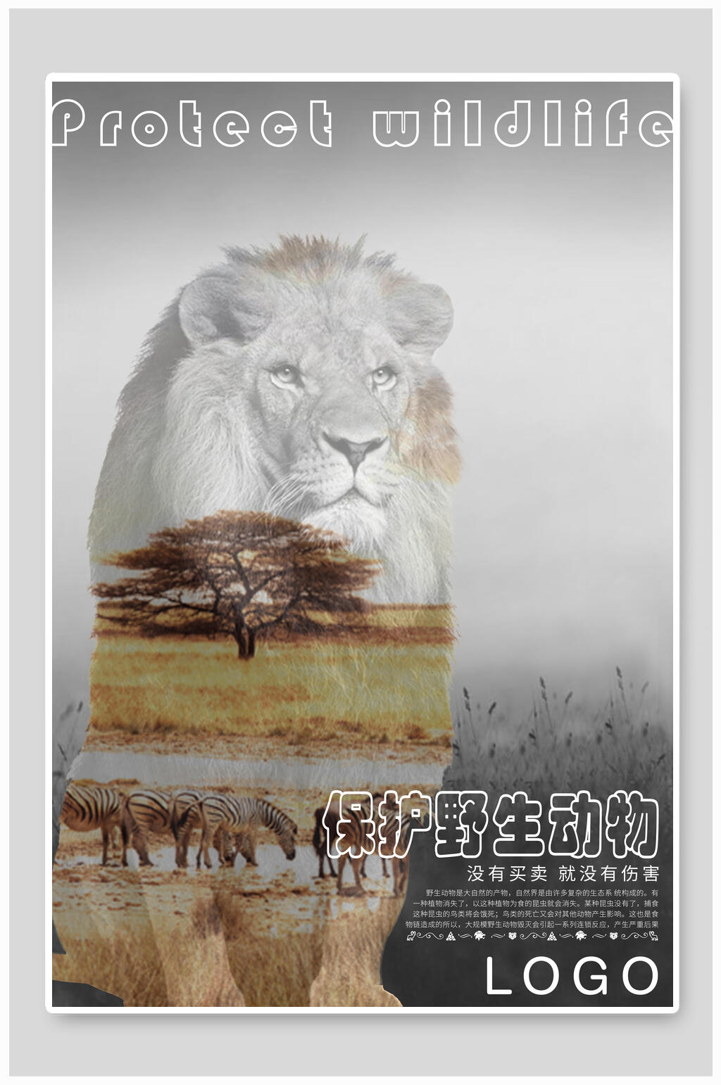 好好野生动物保护动物海报素材