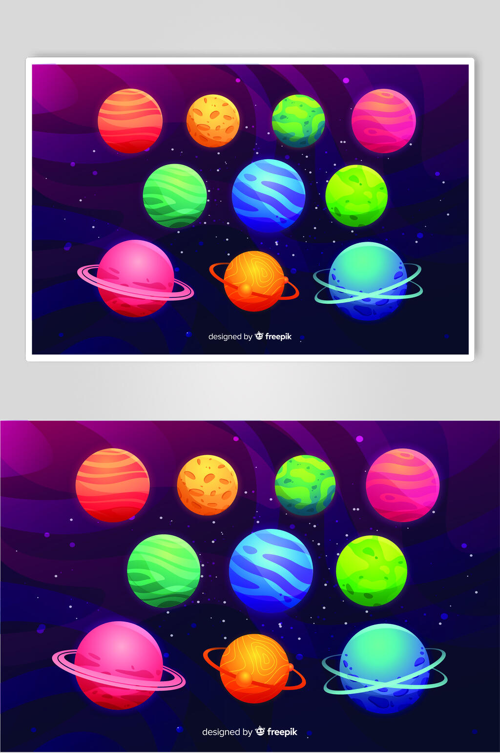 太空彩色星球矢量素材素材