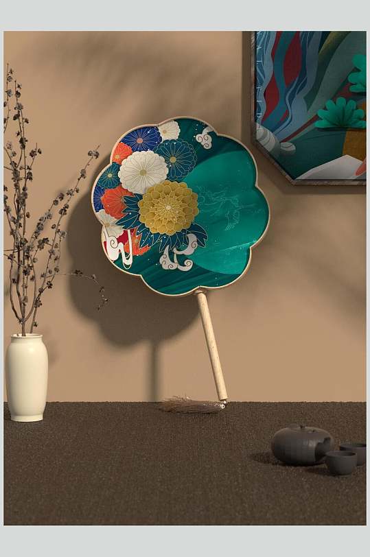 国潮风扇子中式文创产品vi样机