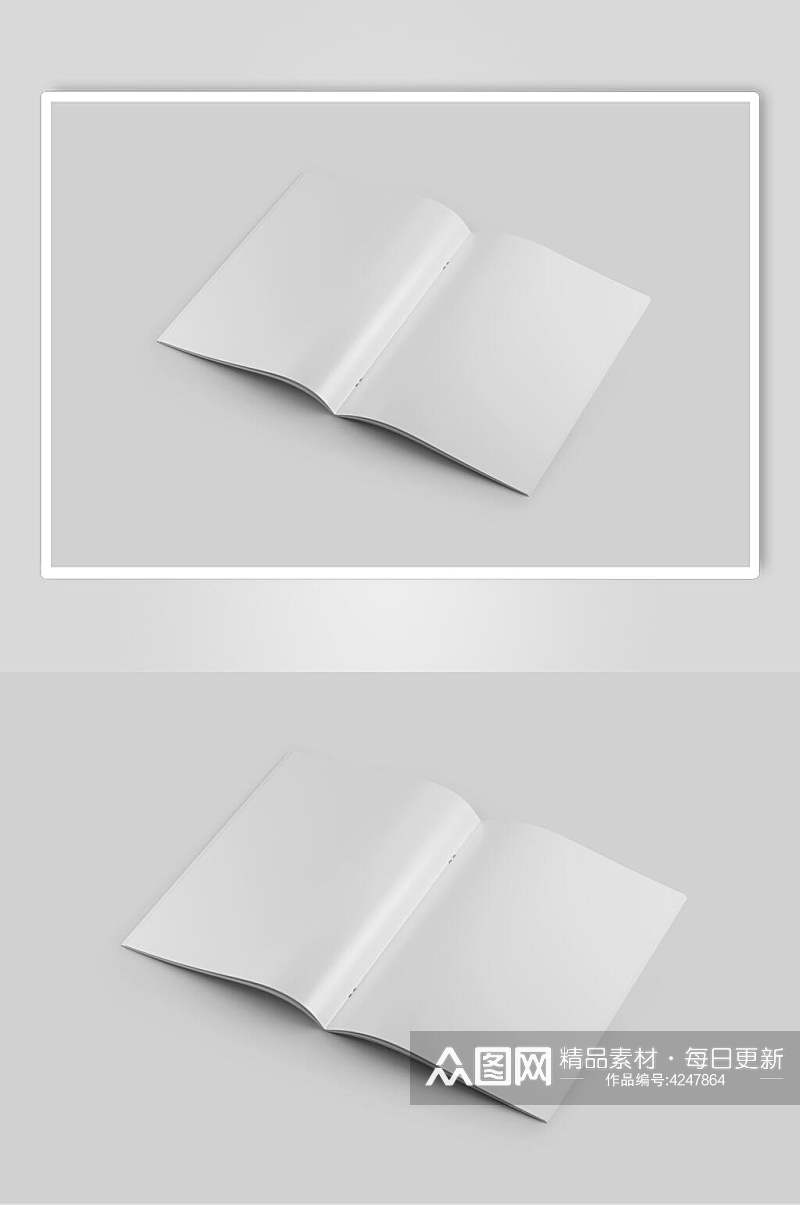 灰色简约大气创意清新书籍内页样机素材