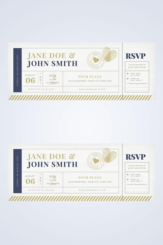 英文爱心黄色手绘创意门票优惠券