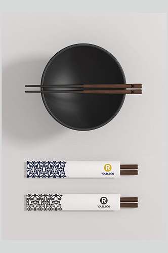 圆圈筷子圆盘黑色陶瓷餐具样机