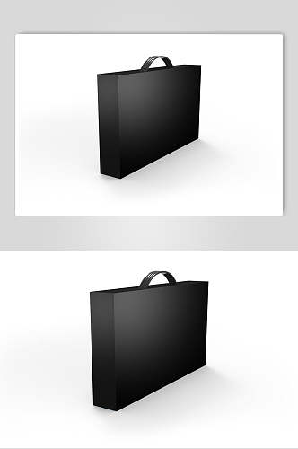 立体方形简约黑手提袋设计样机