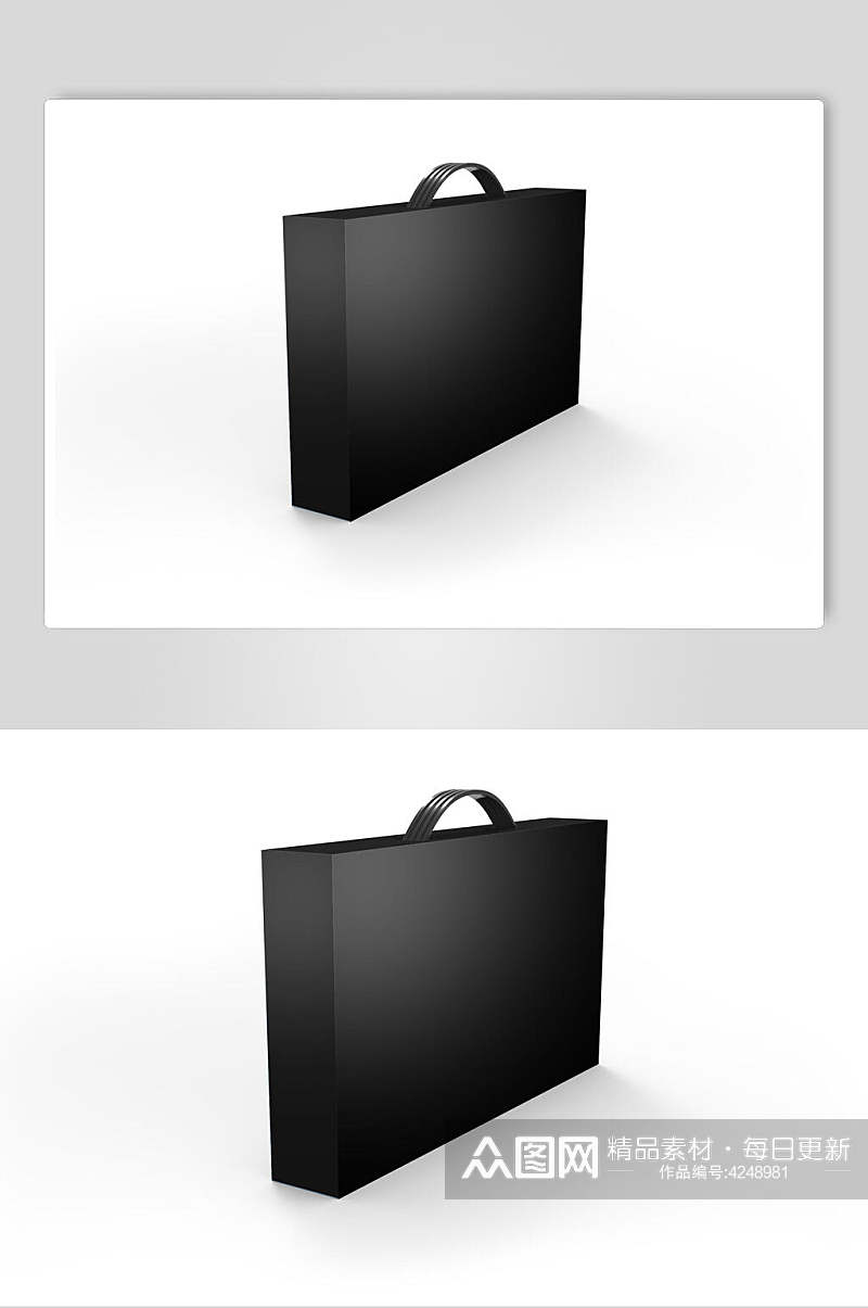 立体方形简约黑手提袋设计样机素材