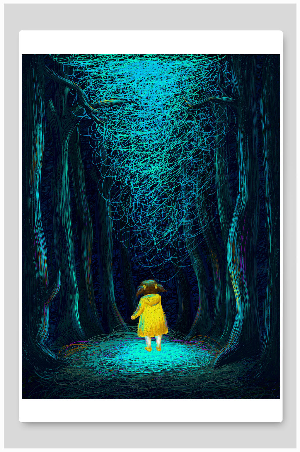 梦幻创意人物唯美治愈系插画素材