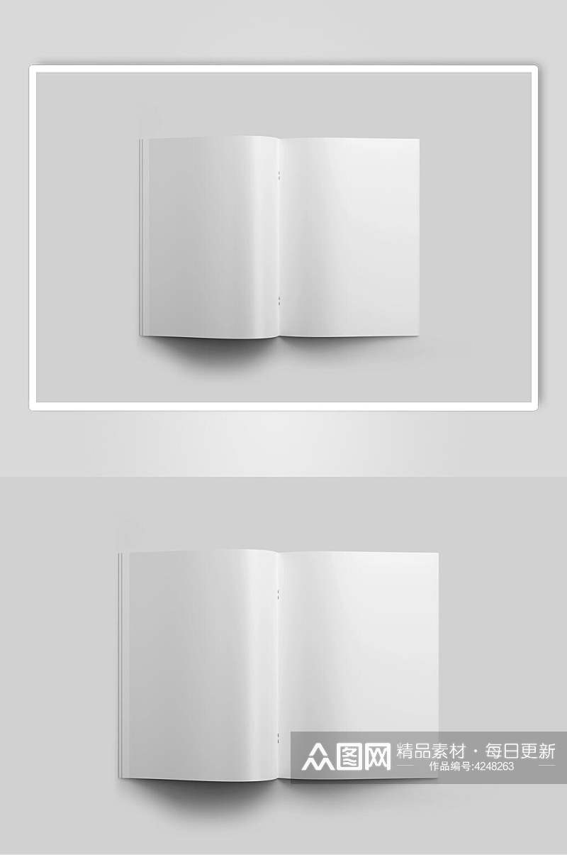 折痕阴影长方形灰书籍内页样机素材