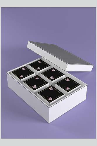 正方形立体浅紫色包装礼盒样机