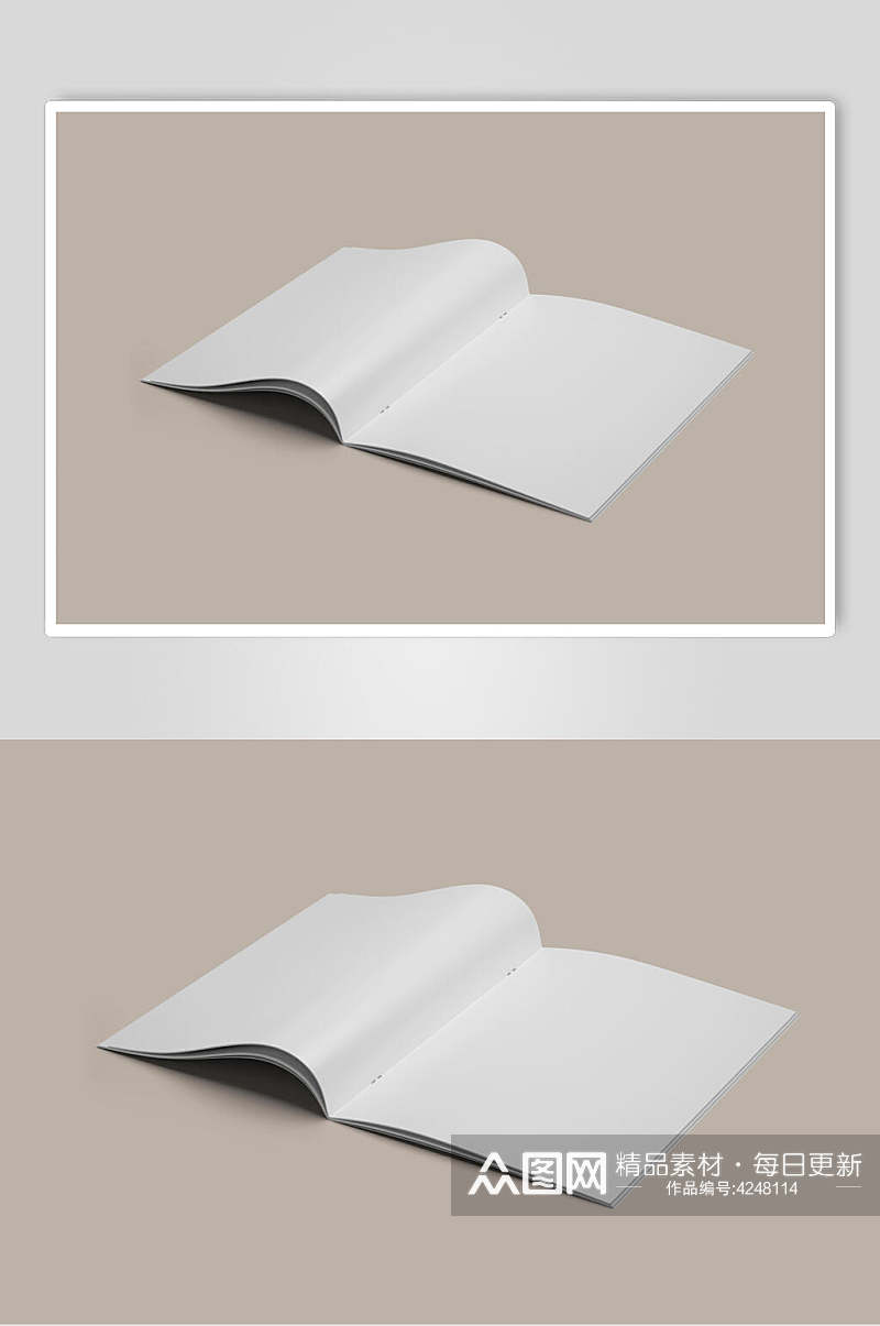 长方形折痕灰白色书籍内页样机素材