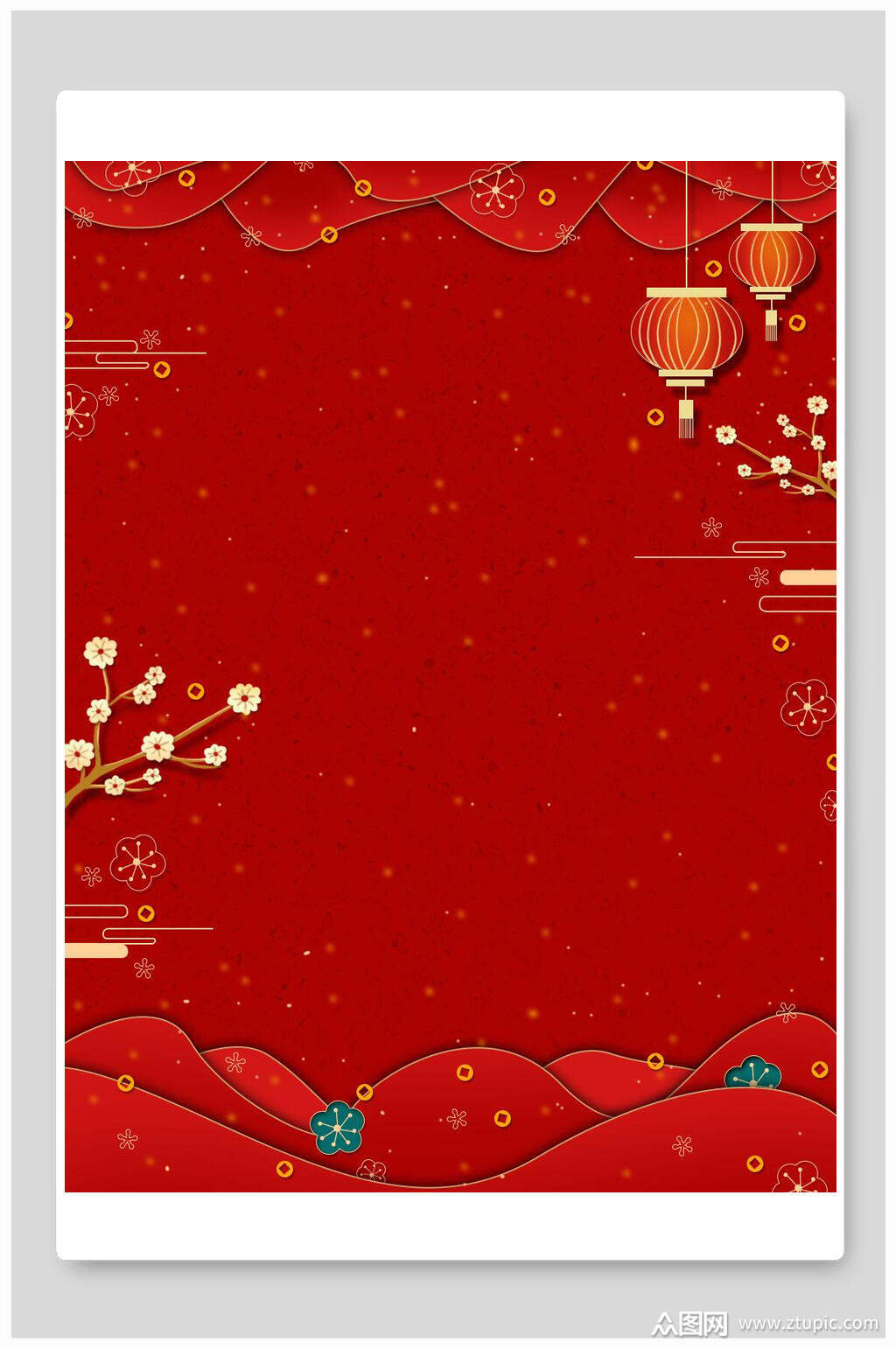 灯笼手绘清新黄色红色喜庆新年背景素材
