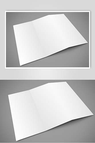 长方形留白简约灰折页纸张样机