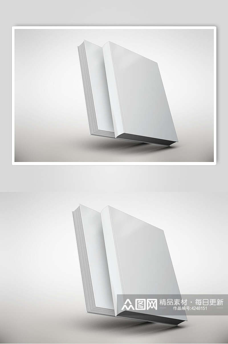长方形立体灰书籍封面展示样机素材