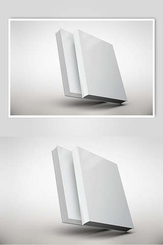 长方形立体灰书籍封面展示样机
