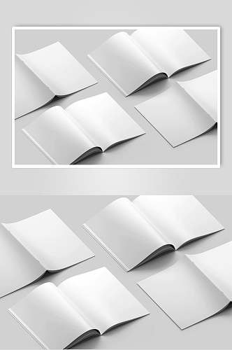 长方形折痕灰白色书籍内页样机